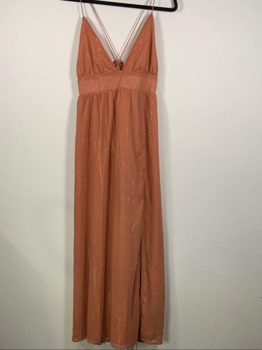 Cupshe Orange Metallic Maxi Dress